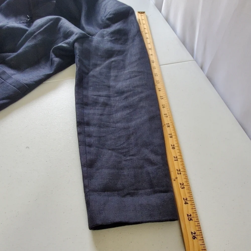 Talbots Irish Linen Black Jacket Size 16 Zip Up Long Sleeve Lined  Blazer Office